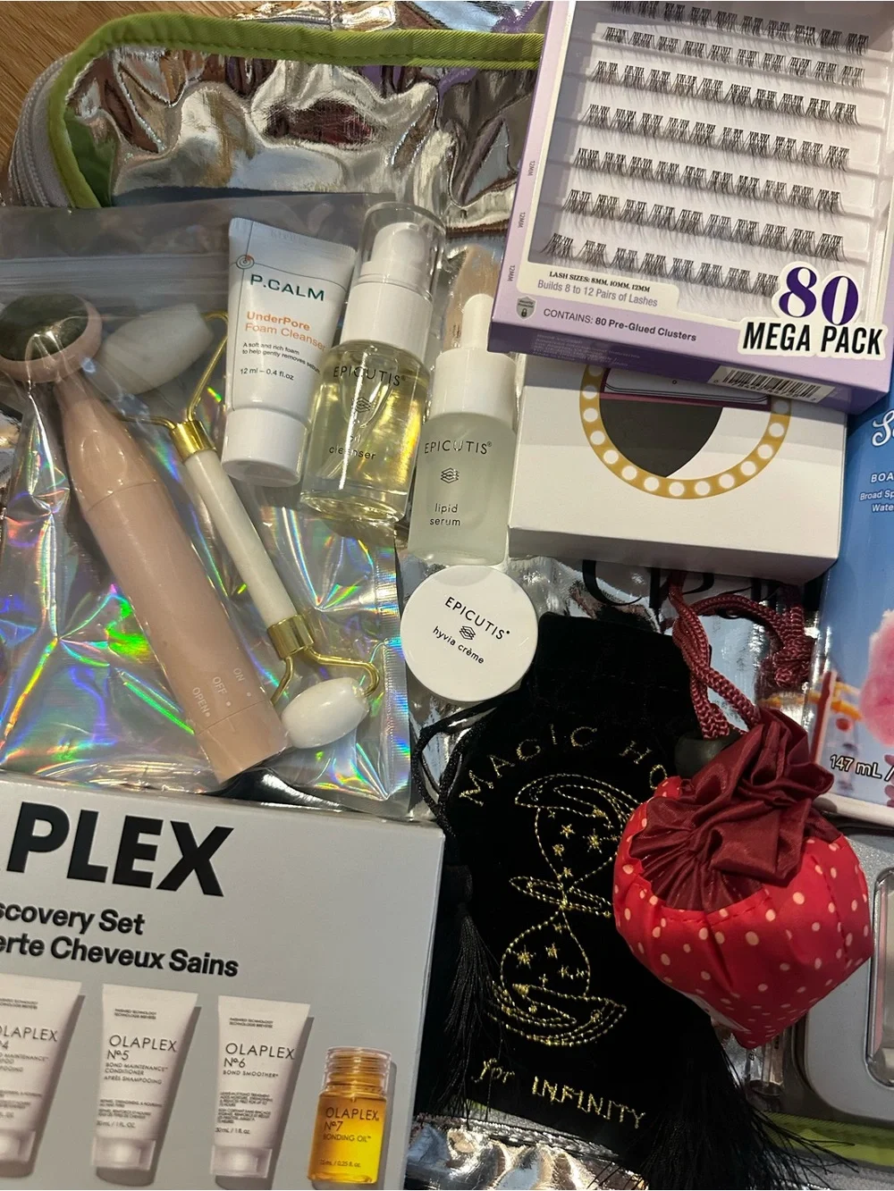 OLAPLEX Beauty Gift Set with Silver Holographic Bag and bundle